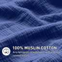 EMME Muslin Cotton Duvet Cover Set Navy Twin Size Linen Like Soft Breathable Lightweight Summer Comforter Cover Set with Zipper Closure (Navy, Twin, 68"x90")