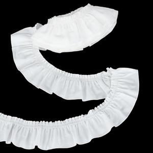 FINGERINSPIRE 5 Yards Cotton Pleated Ribbon 2-3/8 inch Wide Ruffled Wave Edge Ribbon Milky White Ruffled Edge Lace Trim Pleated Trimming Lace for Wedding Dresses Clothes DIY Crafts Home Decor