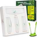 Sandwich Bag Organizer For Drawer - 6 in 1 Bamboo Foil and Baggie Storage Organizer - No Assembly Required - Includes 60 Eco Bags & Baggie Holder - Suitable for Wall & Drawer Storage