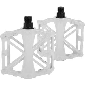 Bicycle Pedal Aluminum Alloy Bike Flat Pedal Without Reflective Strips Fit 14mm Non-Slip Bicycle Pedal for BMX MTB Road Bikes 1Pair (White)
