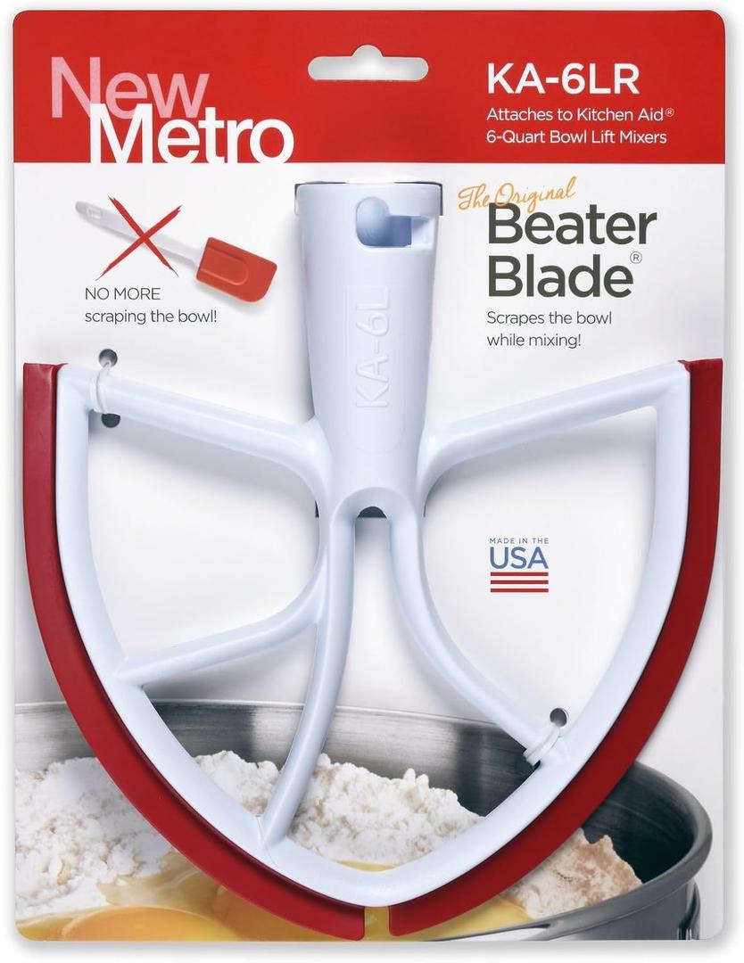 New Metro KA-6L Original Beater Blade Works w/ Most KitchenAid 6 or 7 Qt Bowl-Lift Stand Mixers, Red