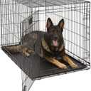 MidWest Homes for Pets XL LifeStages Single Door 48-Inch Folding Dog Crate, Enhanced Security, Includes Leak-Proof Pan, Divider Panel, Handle, Rubber Feet (Black)