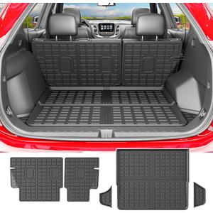 powoq Cargo Mat Compatible with 2018-2024 Chevrolet Equinox GMC Terrain Trunk Liner TPE Cargo Liner Replacement for 2018-2024 Chevy Equinox GMC Terrain Accessories (Trunk Mat+Backrest Mats)