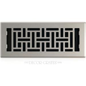 Decor Grates AJH412-NKL Oriental Floor Register, 4x12 Inches, Brushed Nickel