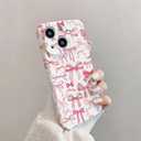 for iPhone 15 Case, Cute Pink Bows Pattern Aesthetic Phone Case, Raised Camera Protection Soft Slim TPU Shockproof Protective Phone Cover for Girls Women - Pink