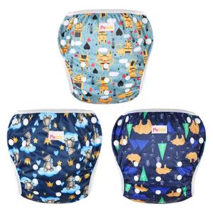 Reusable Baby Swim Diapers, Adjustable Diaper Swim for Toddlers 9 Months - 3 Years Old, 3 Pack for Swimming Lessons (Bear, Large)