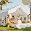 PartyVillage 20ftx40ft White Ceiling Curtain for Wedding Parties  4 Panels Wrinkle-Free 40 FT Long Tent Draping Curtains for Wedding, Birthday & Theme Parties, 40ft Height with Rod Pocket
