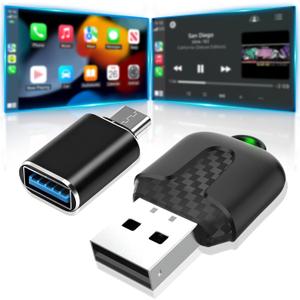 Wireless Carplay Adapter, Convert Wired to Wireless CarPlay, Compatible with CarPlay, Plug and Play, Type-C/USB, Suitable for 800+ Vehicles (Matte Black)