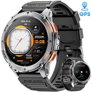 Military Smart Watches for Men with Flashlight, 170+ Sport Modes 1.43" AMOLED Screen, 530mAh Answer/Make Calls, Bluetooth for Android Phones and iPhone Compatible Heart Rate/SpO2/Sleep (Black)