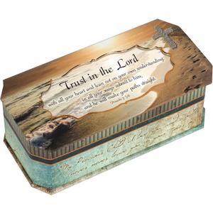 Cottage Garden Trust in The Lord Footprints in The Sand Design Jewelry Music Box - Plays Song How Great Thou Art