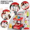 Kids Cleaning Toy Set, Educational Pretend Play Cart with 29 Pcs, Detachable Housekeeping Tools for Toddlers