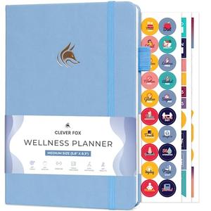 Clever Fox Wellness Planner - Weekly & Daily Health and Wellness Log, Food Journal & Meal Planner Diary for Calorie Counting, Notebook for Medical Condition Tracking, A5-Sized - Light Blue