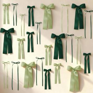 36 Pcs Bow Wall Decor Set, DIY Satin Ribbon Bows for Photo Backdrop, Birthday, Baby Shower, Bridal Shower, Bachelorette Party, Room Decor (Sage & Hunter Green)