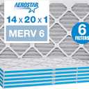 Aerostar 14x20x1 MERV 6 Pleated Air Filter, AC Furnace Air Filter, 6 Pack (Actual Size: 13 3/4"x 19 3/4" x 3/4")