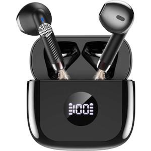 Jxrev Wireless Earbud, Bluetooth Headphones HI-FI Stereo, IP7 Waterproof Wireless Earphones, Black