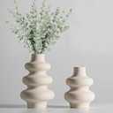 Ceramic Vases Set 2, Modern Home Decor,Off White Round Vases,Modern Dried Flower Vases, Boho Home Decor for Centerpieces Wedding Dinner Table Party Living Room Office Bedroom (Small & Large)