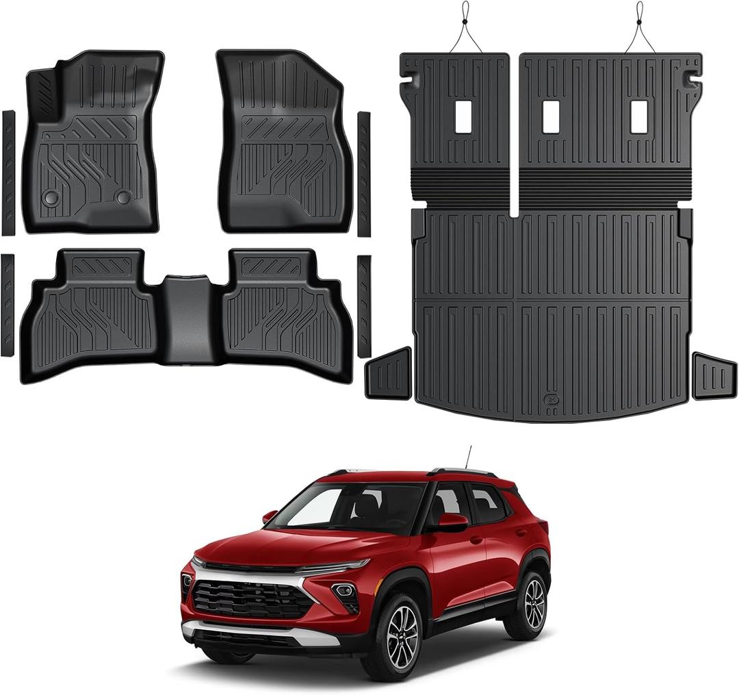 Floor Mats for Chevy Trailblazer AWD 2021-2026, All Weather Floor Mats Trunk Cargo Liner with Backrest Protectors and Door Sill Guards Accessories, Full Coverage Set