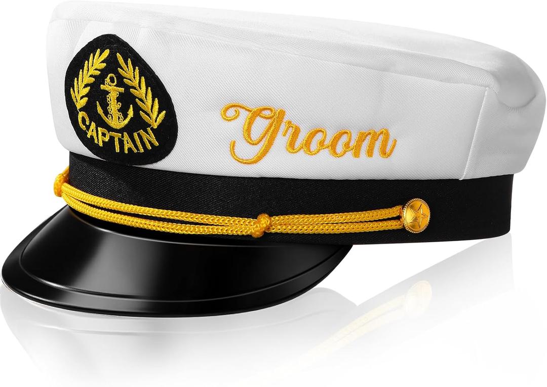 Hercicy Groom Captain Hat Bachelor Party Favors Groom to Be Accessories Boat Captain Hat Gift for Wedding Bridal Shower