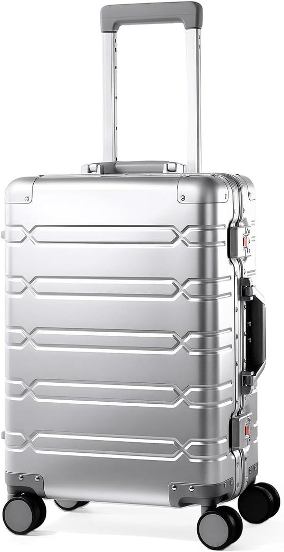 VentureVault All Aluminum 20 Inch Carry On Luggage With Wheels, Silver
Zipperless Suitcase, 22x14x9 Airline Approved, 360° Silent Spinner Wheels, TSA Locks, Lightweight, Hard Shell, Full Aluminum