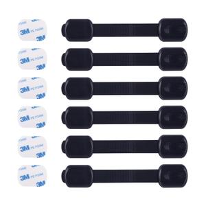 2 x Child Safety Cabinet Locks (6 Pack)  Adjustable Baby Proofing Strap Latches with Strong 3M Adhesive  No Drill Childproof Locks for Drawers, Cabinets, Fridge, Door, Closet, Black