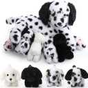 HyDren 5 Pcs Dalmatian Nurturing Dog Stuffed Animal Sets 15 Inch Soft Cuddly Dalmatian Plush Toys Nursing Mommy Dog with 4 Puppy Stuffed Animals for Kids Birthday Easter Party Gifts