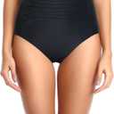 Tempt Me Women High Waisted Bikini Bottoms Tummy Control Swimsuit Bottoms Ruched Bathing Suit Bottom, Size M