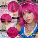 Hot Pink Wig with Bangs Short Bob Wig Pink Wigs for Women Wavy Wig Curly 12Inch Synthetic Wigs Cosplay Wig Bright Pink Wigs Natural Hair Replacement Wigs for Girl Daily Party Colorful Wigs Costume Use