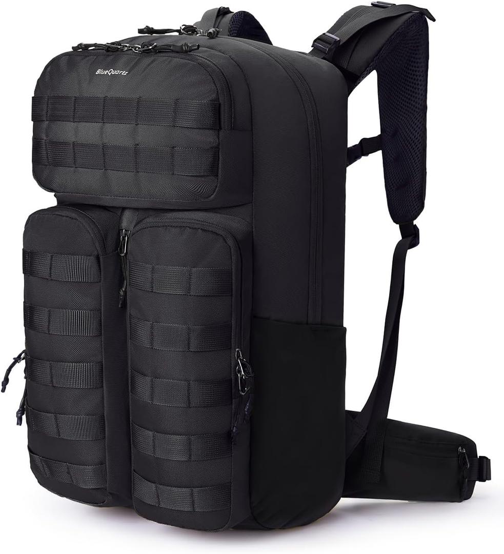 Blue Quartz 40L Military Tactical Backpack, Internal Frame Hiking Backpack with Molle System for Hiking Camping Backpacking Travelling Climbing Rucksack Daypack for Men Women