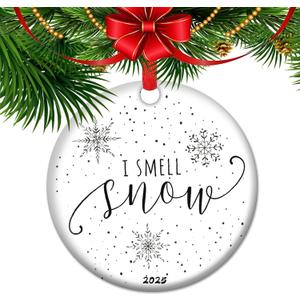 I Smell Snow Christmas Ornament 2025, Friends TV Show Gift for Friends Fans, Ceramic Xmas Keepsake (V24)