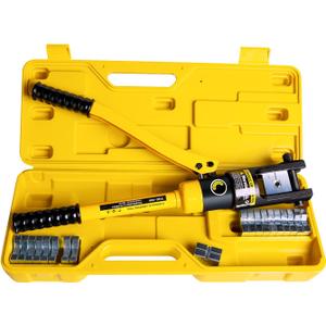 16 Tons Hydraulic Wire Crimping Tool Battery Cable Lug Terminal Crimper With 13 Pairs of Dies, 9AWG to 600MCM Crimping Tool