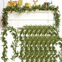 12 Pcs 5.6ft Artificial Christmas Faux Garland Norfolk Pine Garlands Realistic Leaves Hanging Greenery Plant for Christmas Table Fireplace Wall Mantle Indoor Xmas Decor