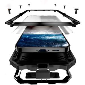 Lunivop Compatible with Samsung Galaxy S25 FE Case Metal Heavy Duty Phone Case Built-in Screen Protector Full Body Protective Dust Proof Military Grade Rugged 2025 Black