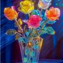 Bgraamiens Rose-1000 Pieces Rose Flowers Puzzle for Adults, Unique Flowers Art Home Decor, Valentine's Day Gift