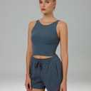 Colorfulkoala Dreamlux Womens Padded Sports Bra High Neck U-Back Yoga Running Workout Athletic Tank Top with Removable Cups (M), Dark Jasper