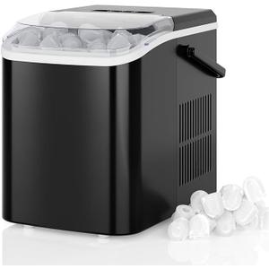 DUMOS Fast & Quiet Ice Maker for Countertop – 9 Bullet Cubes in 6 Mins, 26lbs/Day, Self-Cleaning Portable Ice Machine with Handle for Home, Kitchen, Dorm, Black