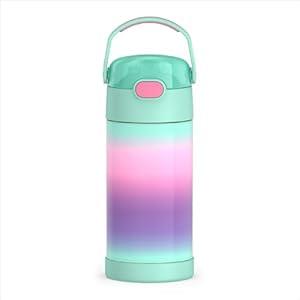 THERMOS FUNTAINER Water Bottle with Straw - 12 Ounce - Kids Stainless Steel Vacuum Insulated Water Bottle with Lid, Mint Ombre