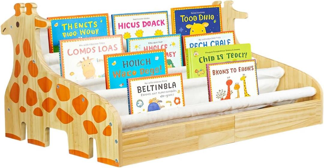 Yigney Toddler Book Shelf for Kids Rooms - Nursery Book Shelves Kids Book Shelf Sided with 4 Tier Deep Sleeves for Baby Room Small Children Classroom Books Rack Storage