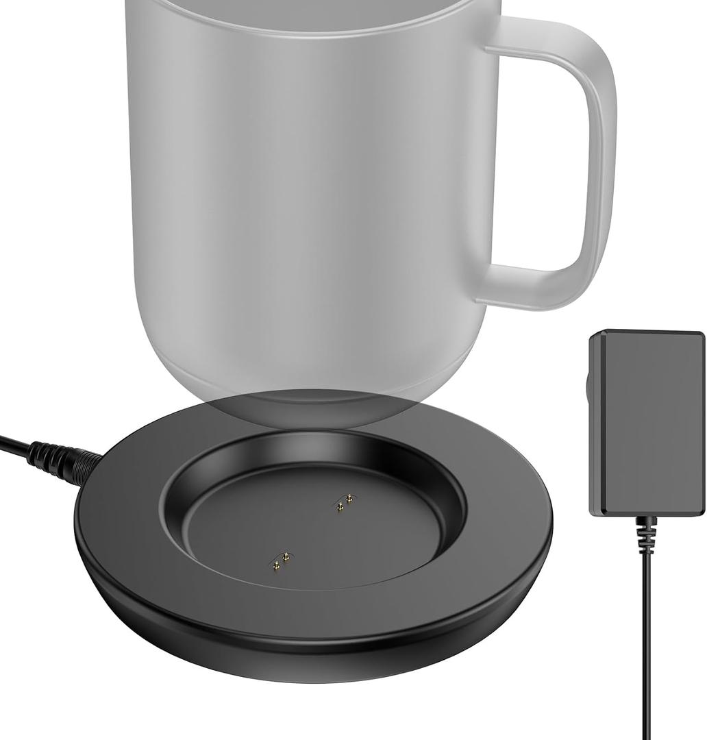 Charging Coaster 2 Compatible with Embo Temperature Control Smart Mug 2 and 1 - Mug Power Cord - Charger Dock Base for Wireless Warmer Cup Accessories (Black)
