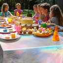5 Pack Premium Iridescent Tablecloth - Plastic Foil Tablecloth 108 x 54 - Holographic Plastic Table Cloth - Decorative Rectangle Party Tablecloth - Disposable Table Cloths Iridescent Party Decorations