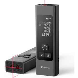 2-in-1 Laser Measure & Line Laser 196 FT - Distance Meter with Cross-Line, Laser Level with 3 Lasers Heads, Type-C Rechargeable- Area/Volume/Pythagorean for Construction, Tiling, 1.4" Black LCD