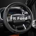 West Llama Customized Auto Car Steering Wheel Cover for Ford F-150, F-250, F-350, Expedition(Diamond Quilted - Black+Gray) (Large Size (15 ''-16''))