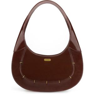 Womens Small Crescent Shoulder Bag, Mini Vegan Leather Hobo Purse with Zipper for Everyday Going Out | Small