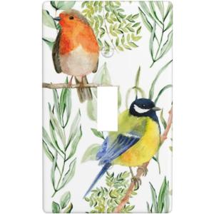 Bird Floral Flower Single Toggle Light Switch Plates And Outlet Covers Decorative Electrical Wall Plate Receptacle Switchplate Decorate Plug Cover For Bathroom Bedroom Kitchen 4.5 * 2.76 Inch