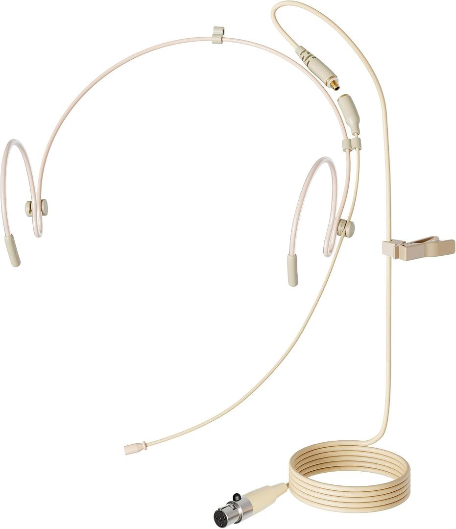 J K Professional Headset/Headworn Microphone MIC-J 071S Compatible with Shure Wireless System - TA4F Microdot Detachable Cable