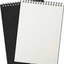 Engrowtic 2 Pack Graph Paper Spiral Notepad A5 Top Wirebound Notepad Grid Notebook Steno Pads Memo Notebook Grid Paper 140 Pages for Writing Sketching Drawing Office Supplies (Black)