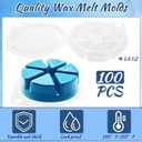 100pcs Wax Melt Molds, Flip Top Clear Wax Melting Containers, 6 Cavities Round Plastic Wax Melting Clamshells for Making All Types of Candles, Soaps, Chocolates and Tarts
