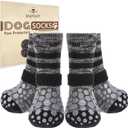 PUPTECK Non Slip Dog Socks to Prevent Licking for Hardwood Floors, Shoes for Hot Pavement Summer Small Medium Large Size Dogs Traction Control Booties Paw Protectors Boots Cold Winter (Small(2 Pair), Black)