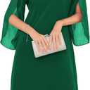 GRACE KARIN Womens Formal Wedding Guest Dress 2026 Chiffon Cocktail Dress Mother of the Bride Dresses Midi Fashion Clothing (8, Green)