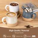 GBhome Ceramic Coffee Mugs Set of 2, 24oz Handmade Large Coffee Mugs Set with Terracotta Underside for Latte/Tea/Beer/Hot Cocoa/Cappuccino/Soup Dishwasher & Microwave Safe-light Beige &White