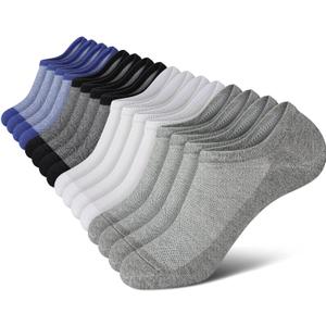 wernies No Show Socks Men, Low Cut Ankle Short Casual Cotton Socks with Non Slip Grips 6-10/11-13 (Mix of Colors-0018 Pairs/16 Pieces)